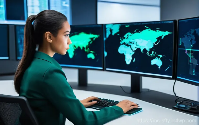 네트워크 보안 모니터링 도구의 사용 사례 분석 - **Prompt 2: AI-Powered Threat Detection in Action**
    "A dynamic, high-tech control room with mult...