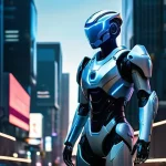 다양한 네트워크 보안 모니터링 도구의 리뷰 - A vigilant, stylized humanoid robot or a non-gender-specific AI guardian, clad in a sleek, full-body...