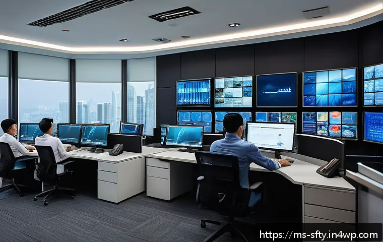 네트워크 보안 모니터링의 법적 요구 사항 - A modern Malaysian corporate office environment with diverse IT professionals actively monitoring mu...